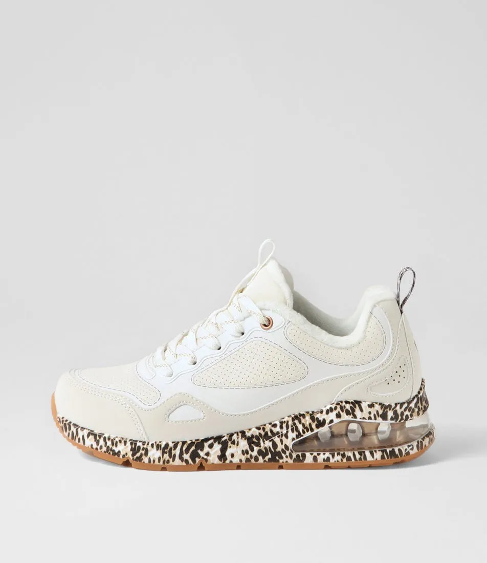 SKECHERS Uno 2 White Leopard Sneakers