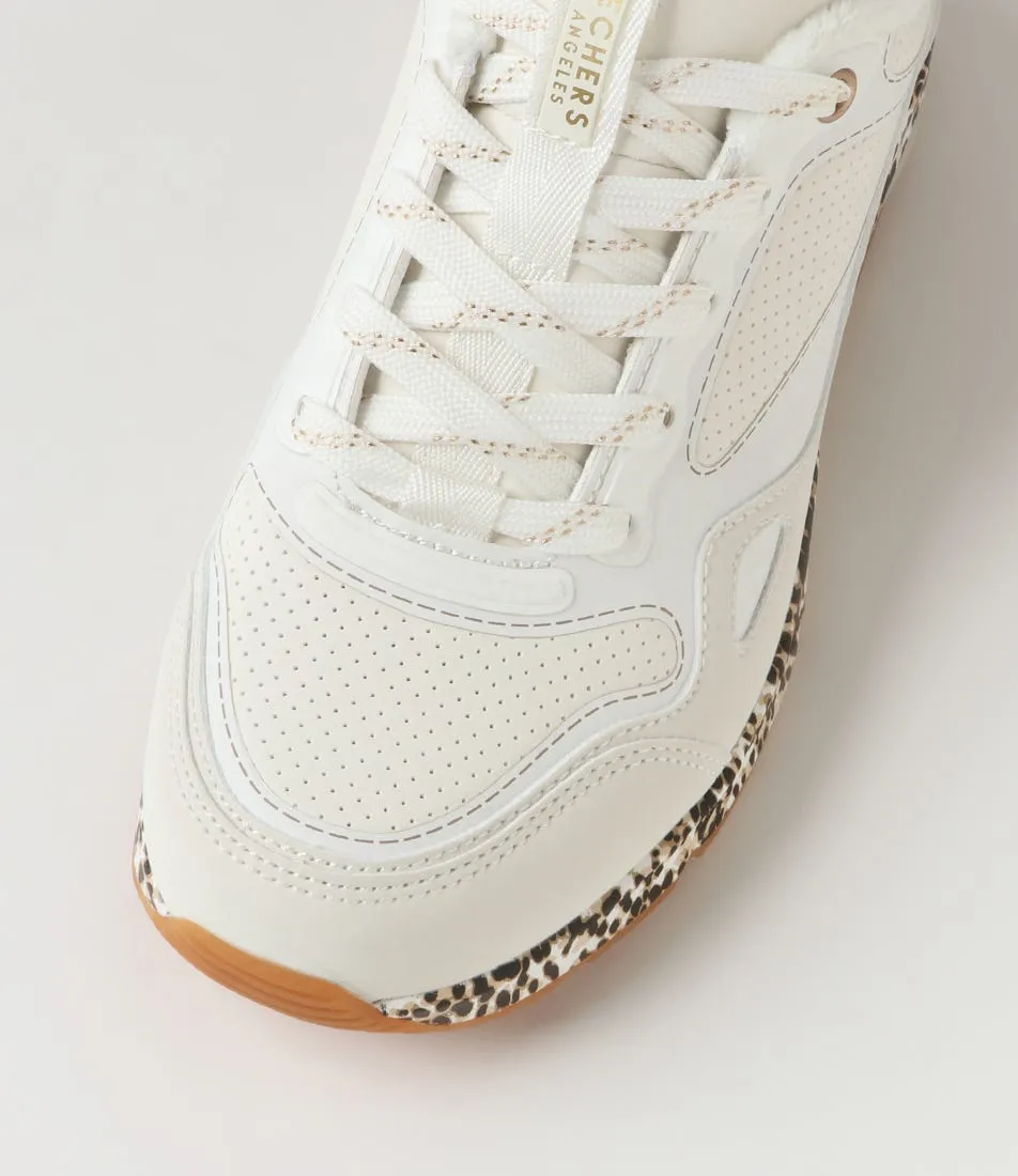 SKECHERS Uno 2 White Leopard Sneakers