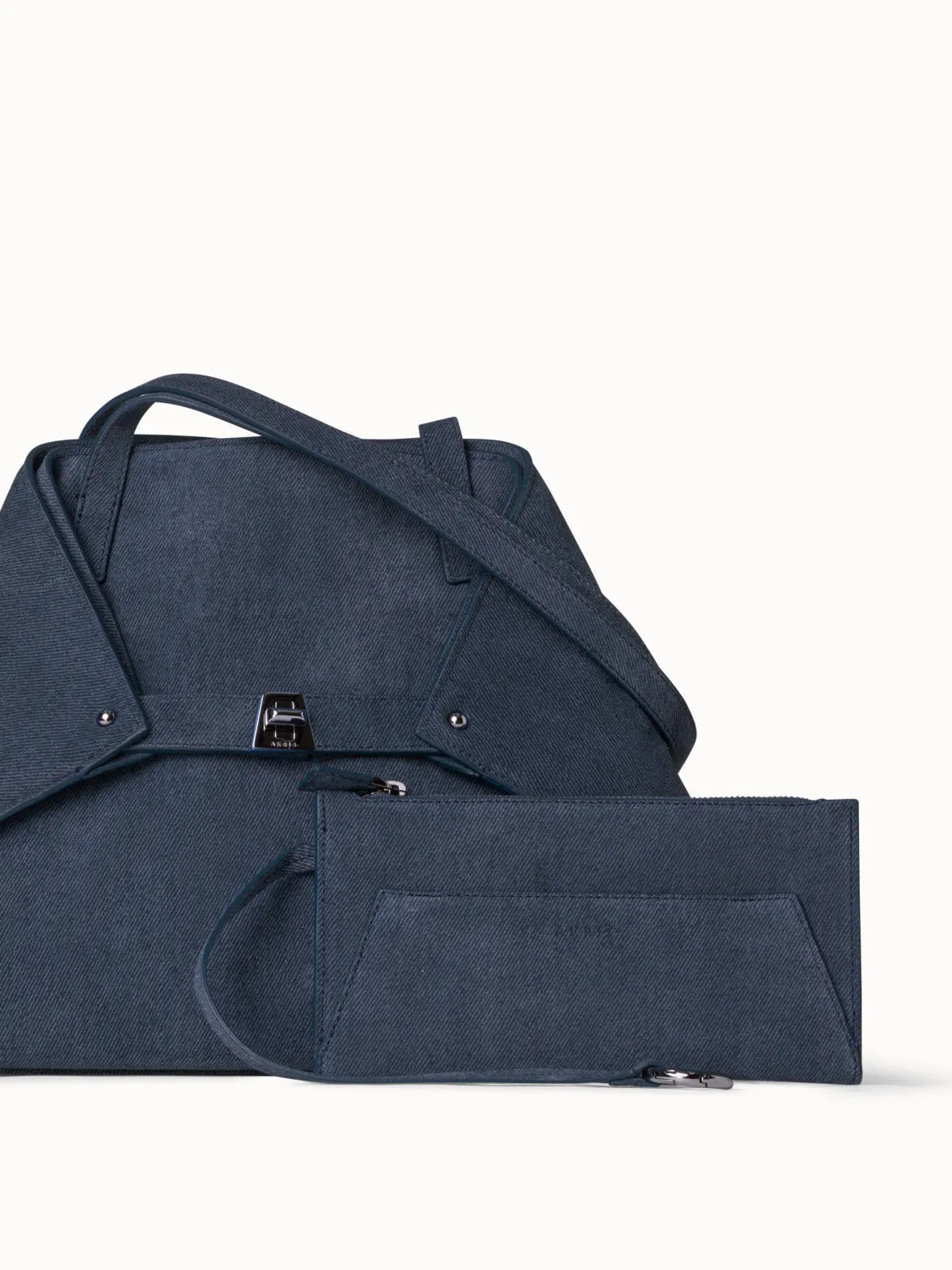 Small Ai Shoulder Bag in Suede Leather with Denim Look