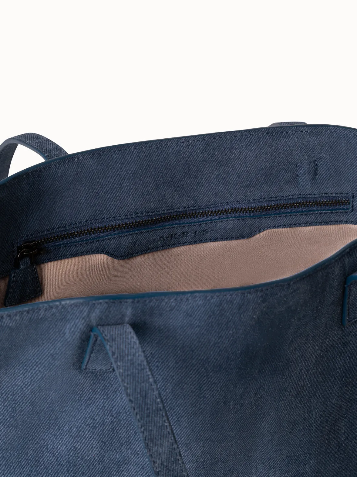 Small Ai Shoulder Bag in Suede Leather with Denim Look