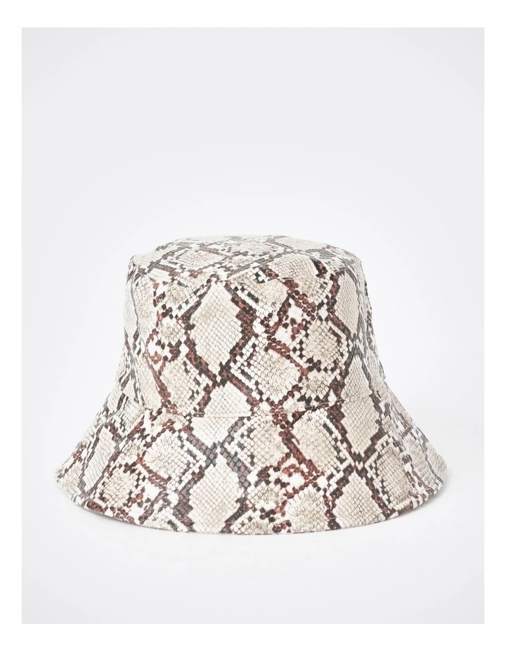 Snake Print Bucket Hat in Brown