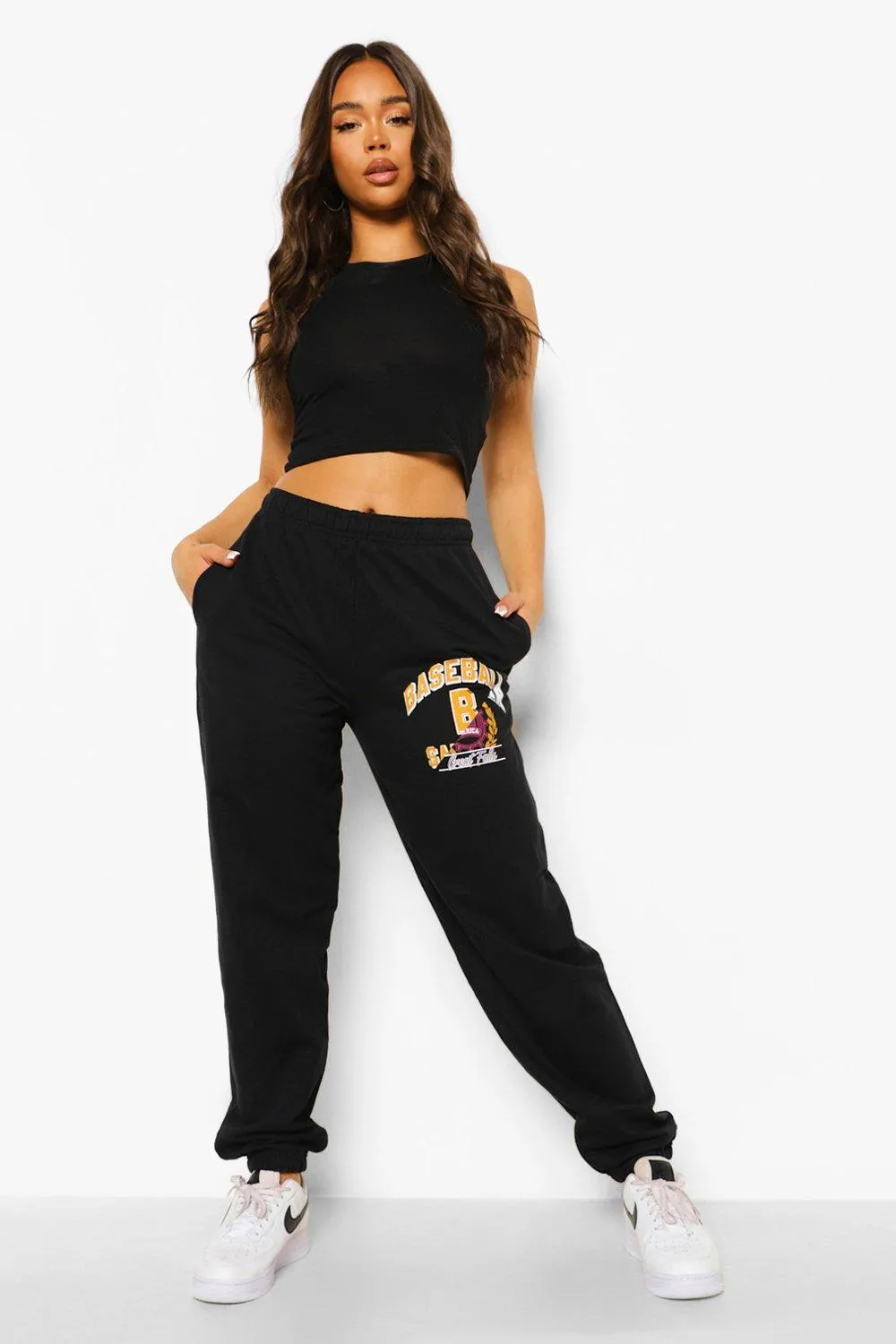 Spliced Varsity Print Joggers