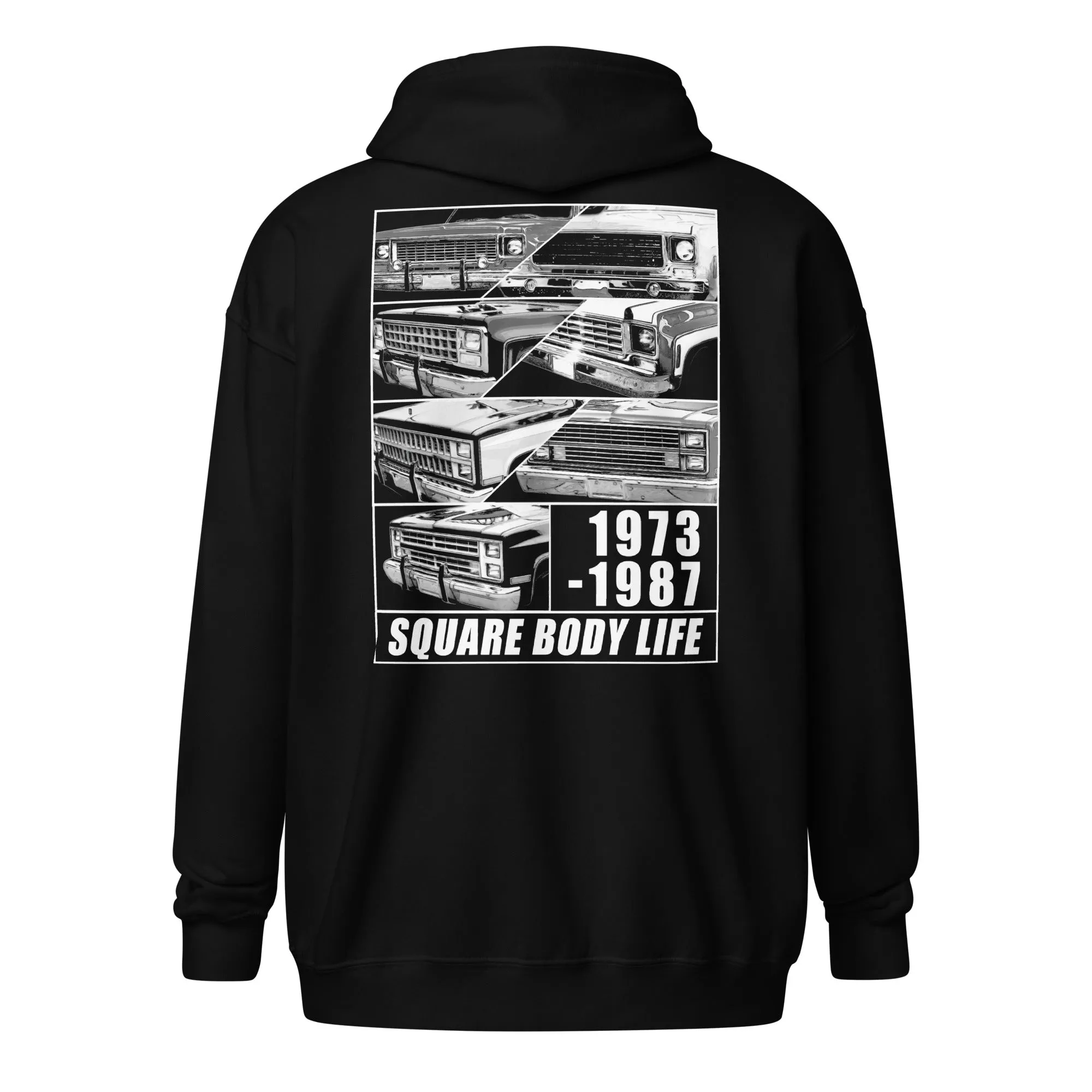 Square Body Grilles Zip-Up Sweatshirt Hoodie