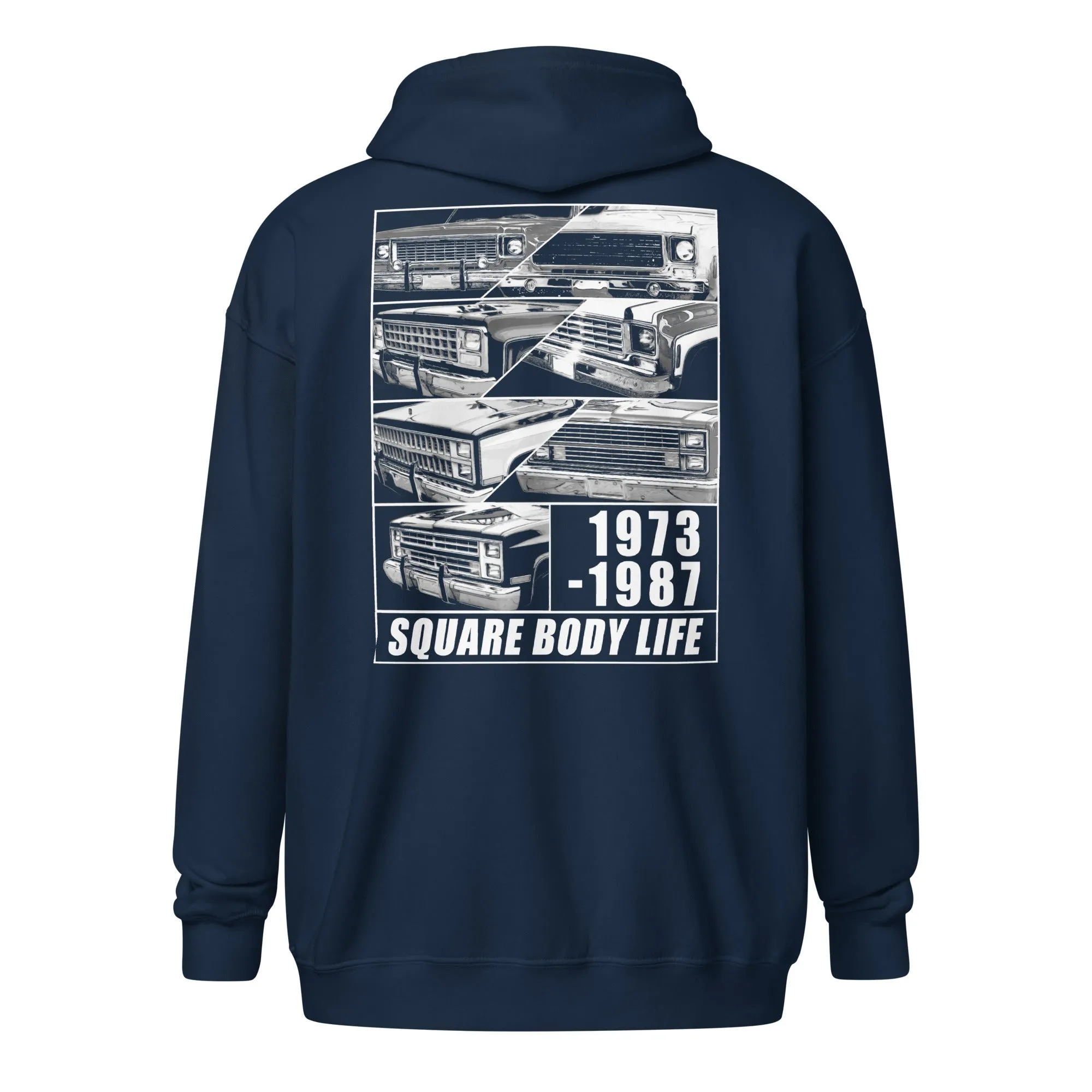 Square Body Grilles Zip-Up Sweatshirt Hoodie