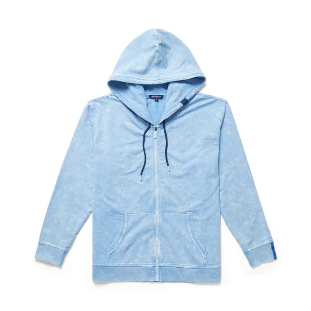 Stone Rose    Jersey Fleece Zip Front Hoodie Light Blue