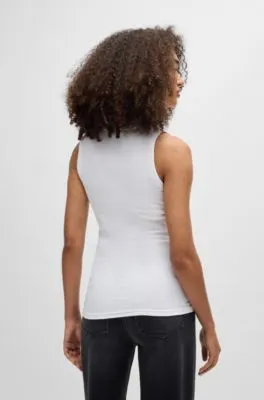 Stretch-cotton slim-fit vest with ribbed structure