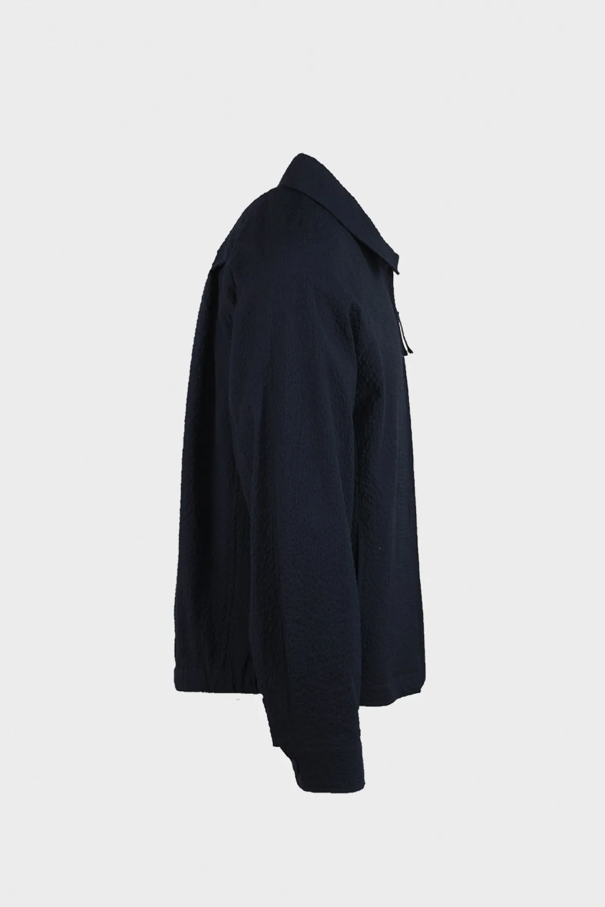 Stretch Seersucker Zip Up Jacket - Dark Navy