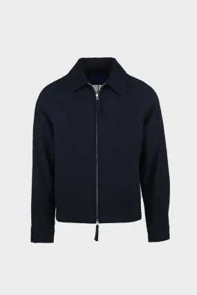 Stretch Seersucker Zip Up Jacket - Dark Navy