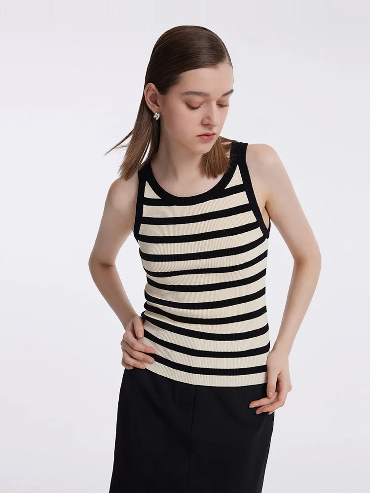 Striped Knitted Women Tank Top 