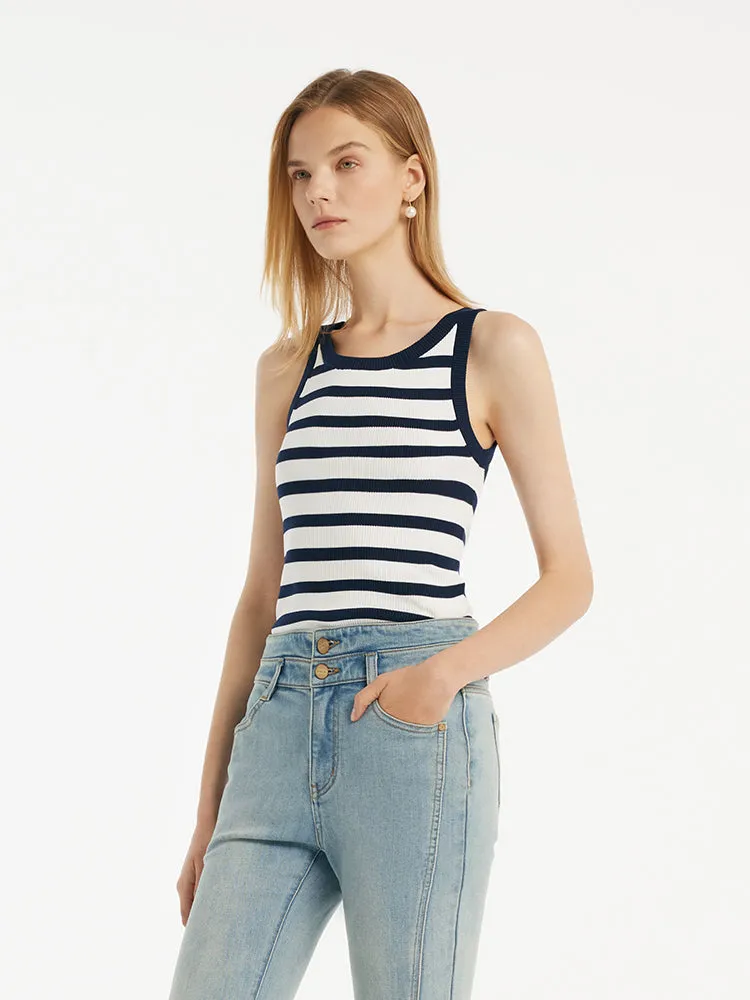 Striped Knitted Women Tank Top 