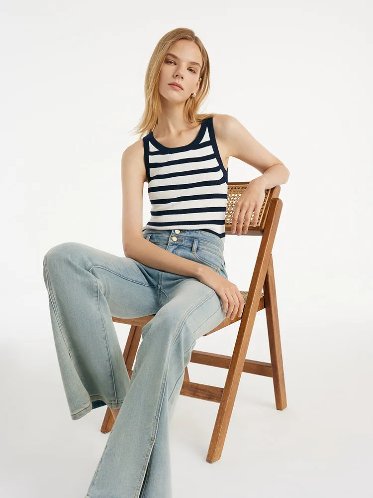 Striped Knitted Women Tank Top 