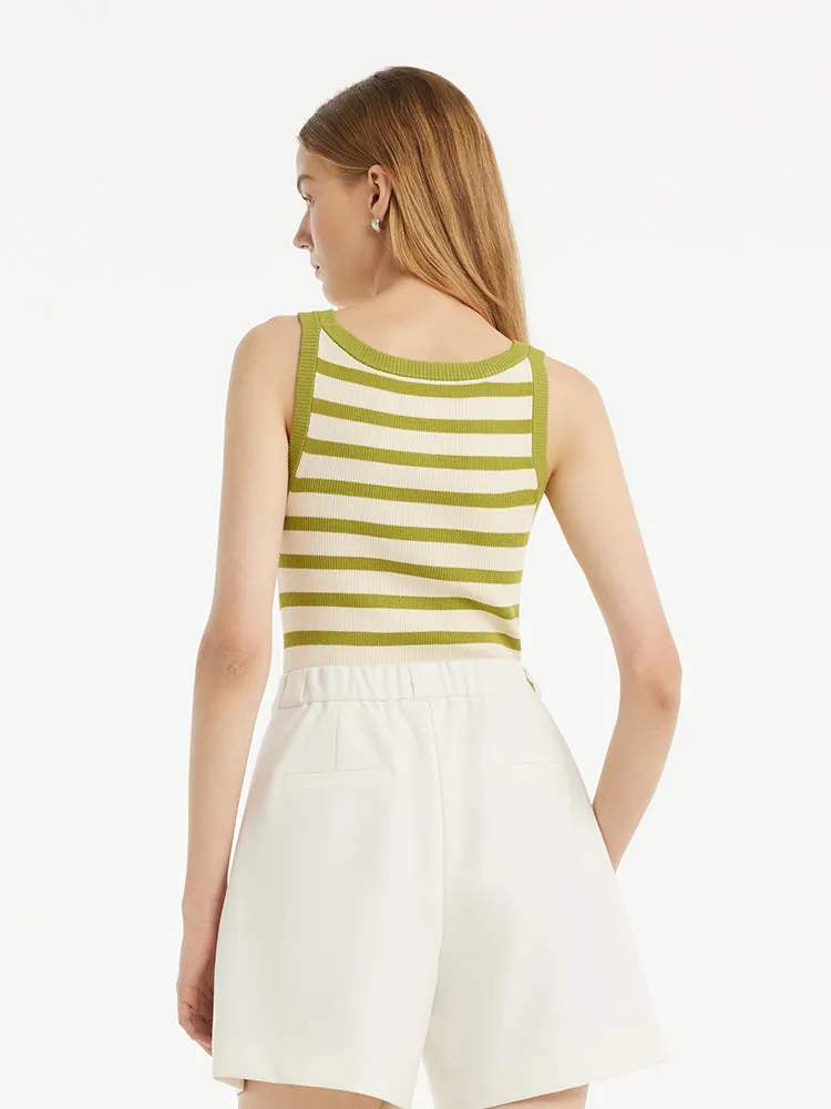 Striped Knitted Women Tank Top 