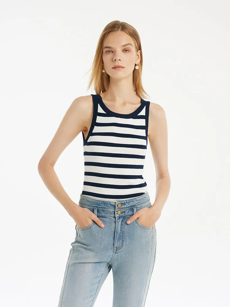 Striped Knitted Women Tank Top 