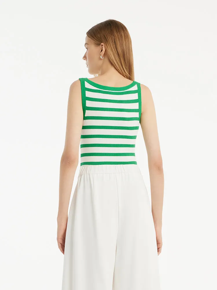 Striped Knitted Women Tank Top 