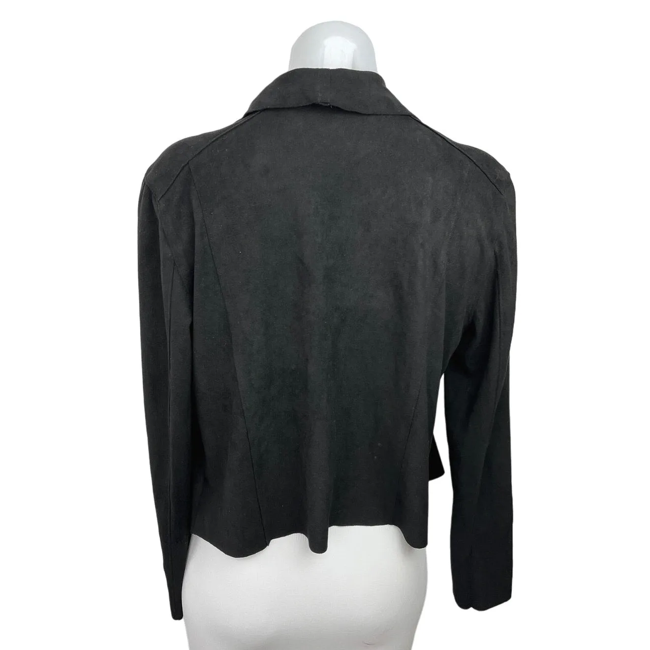 Style Vine Black Suede Asymmetrical Zip Closure Long Sleeve Moto Jacket Size S