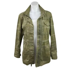 Style&Co Green Camouflage Zip Up Snap Button Pockets Utility Outdoor Jacket Sz S