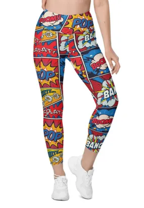 Superhero Comics Leggings With Pockets