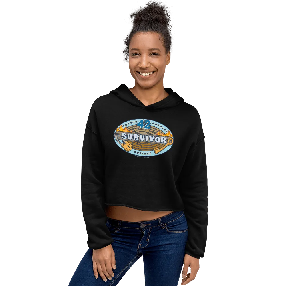 Survivor Season 42 Logo Women's Fleece Crop Hooded Sweatshirt