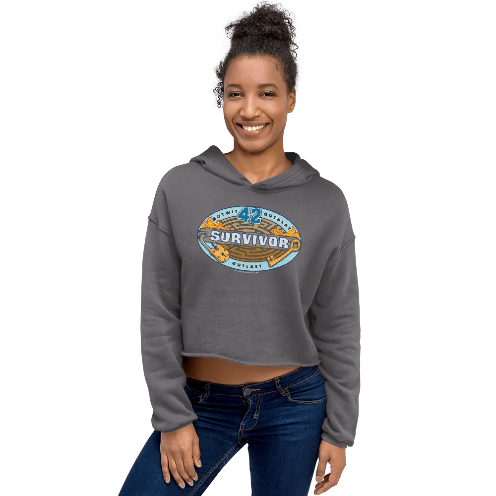 Survivor Season 42 Logo Women's Fleece Crop Hooded Sweatshirt