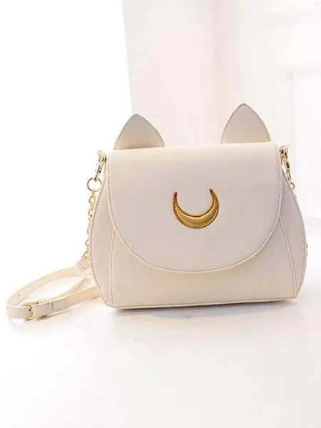 Sweet Lolita Handbag Two Tone Moon Embroidered White Lolita Accessory