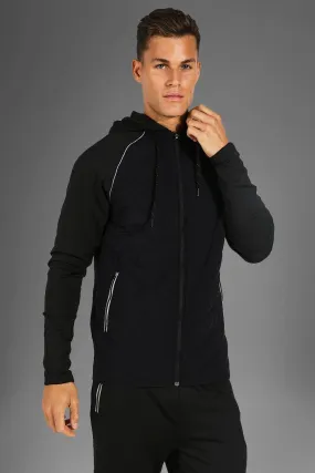 Tall Man Active Gym Quilted Zip Thru Hoodie | boohooMAN UK