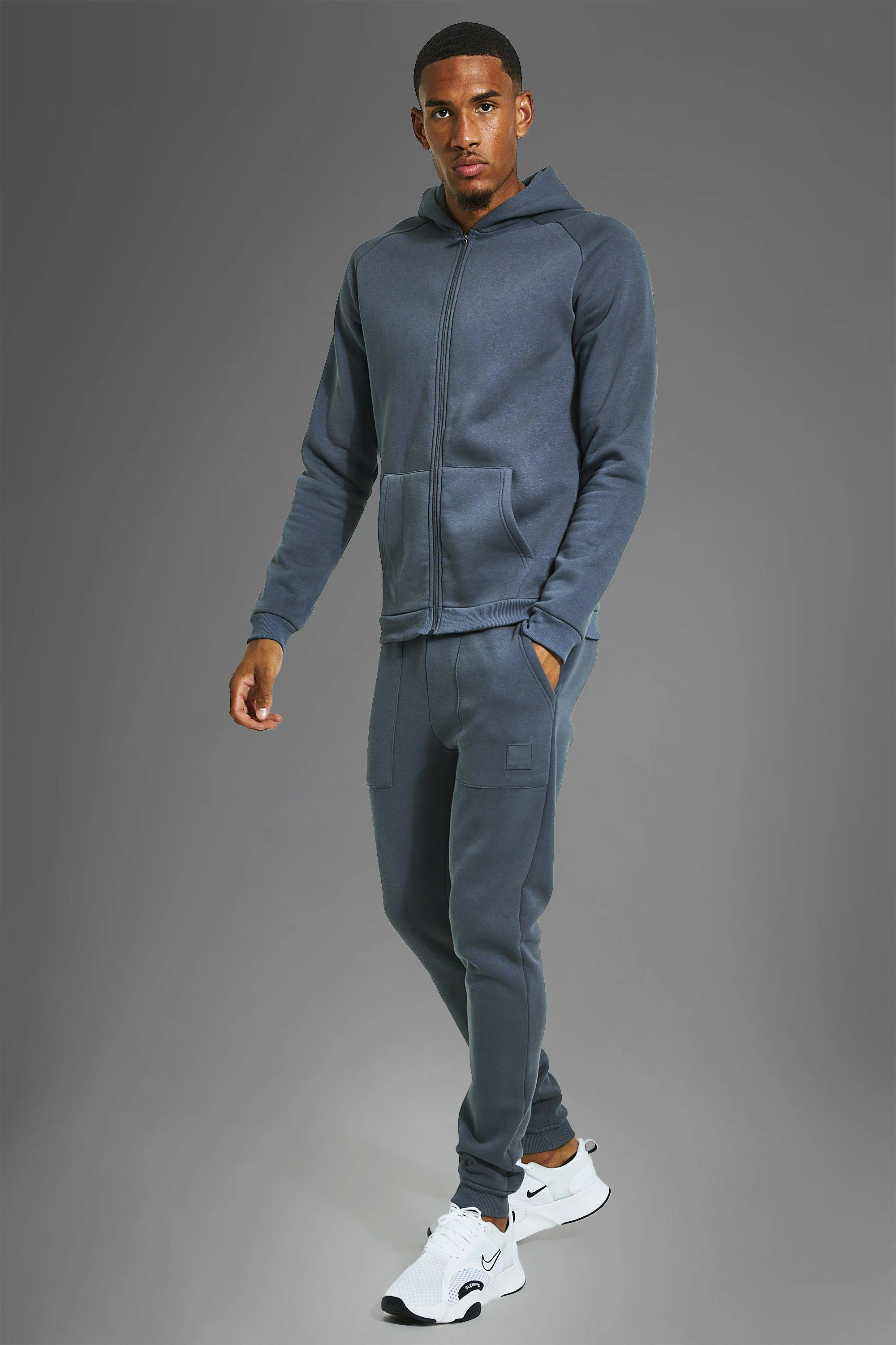 Tall Man Active Gym Zip thru Hoodie Tracksuit | boohooMAN UK