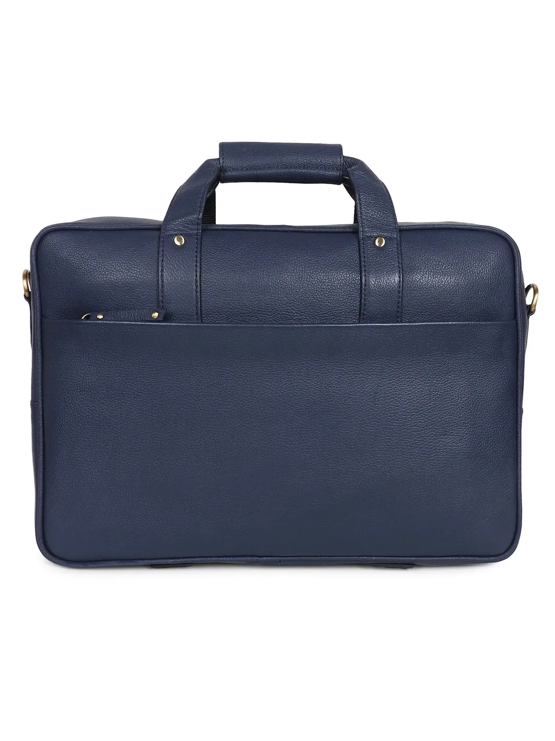 Teakwood Blue Solid Genuine Leather Laptop bag