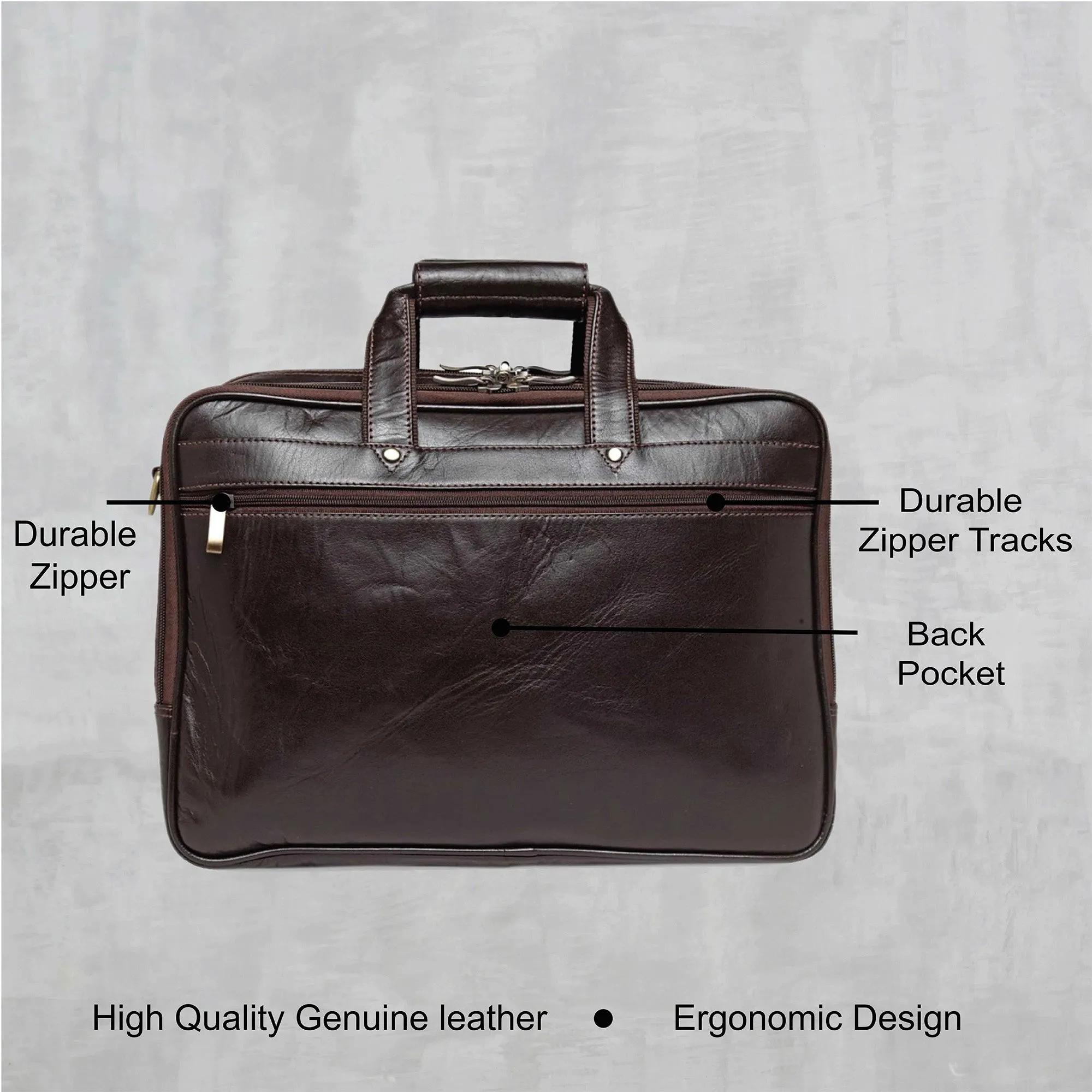 Teakwood Genuine Leather Laptop Bag - Brown