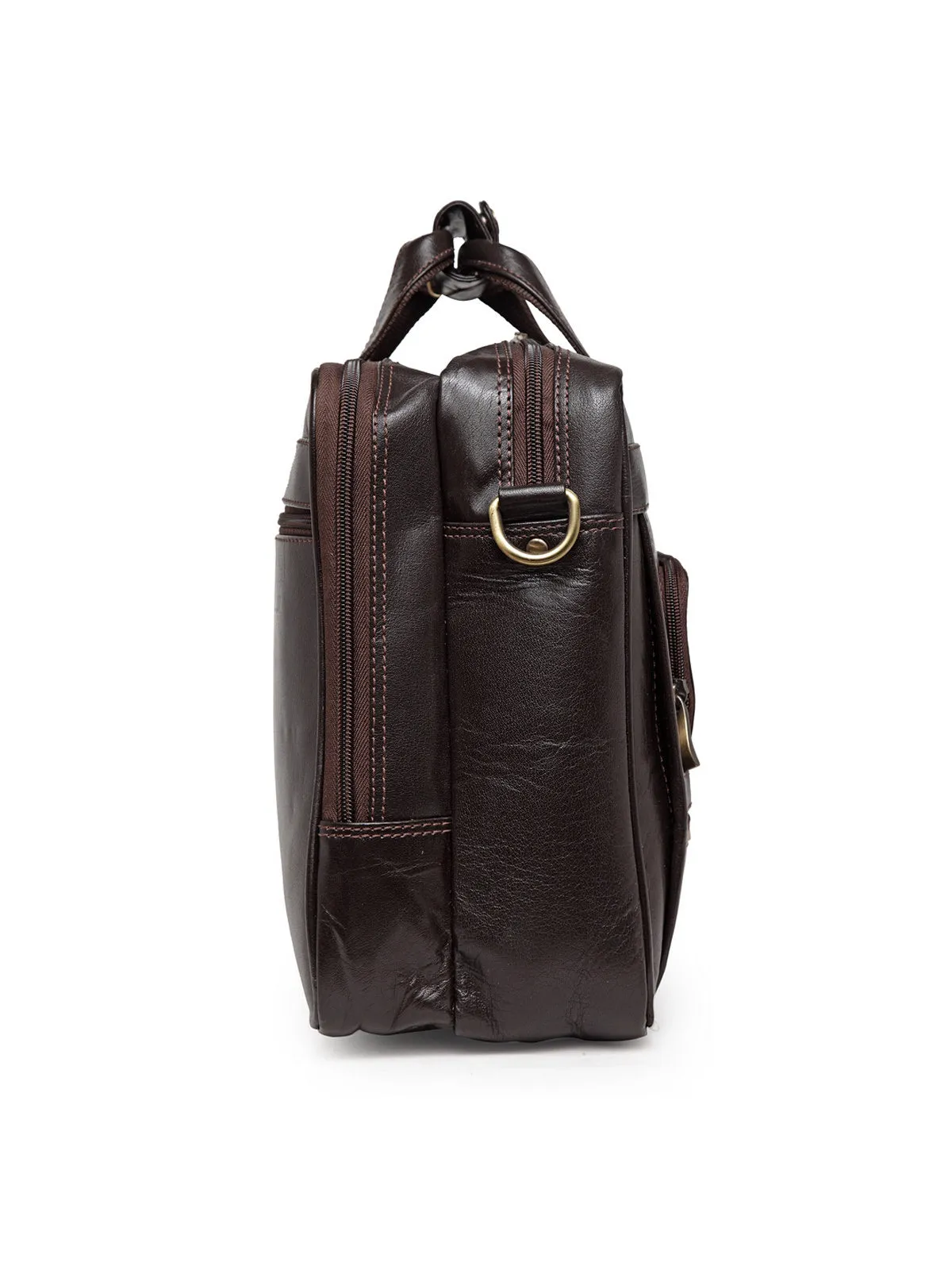 Teakwood Genuine Leather Laptop Bag - Brown