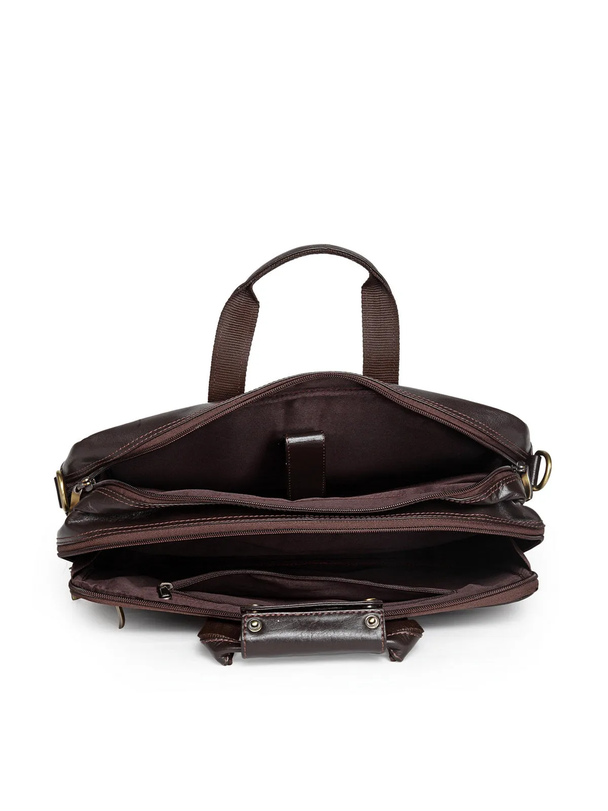 Teakwood Genuine Leather Laptop Bag - Brown