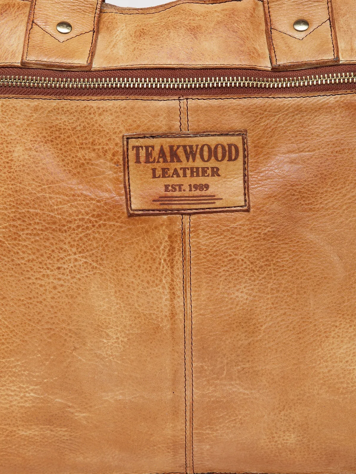 Teakwood Genuine Leather Laptop Bag - Tan