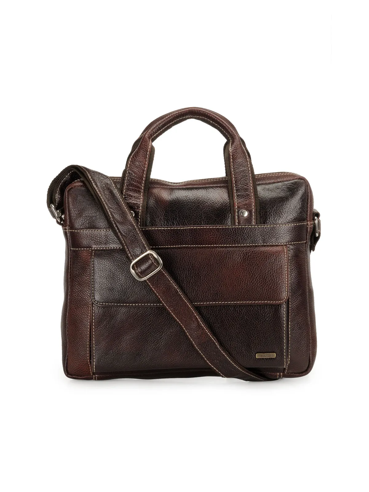 Teakwood Leather Unisex Laptop Bag - Brown