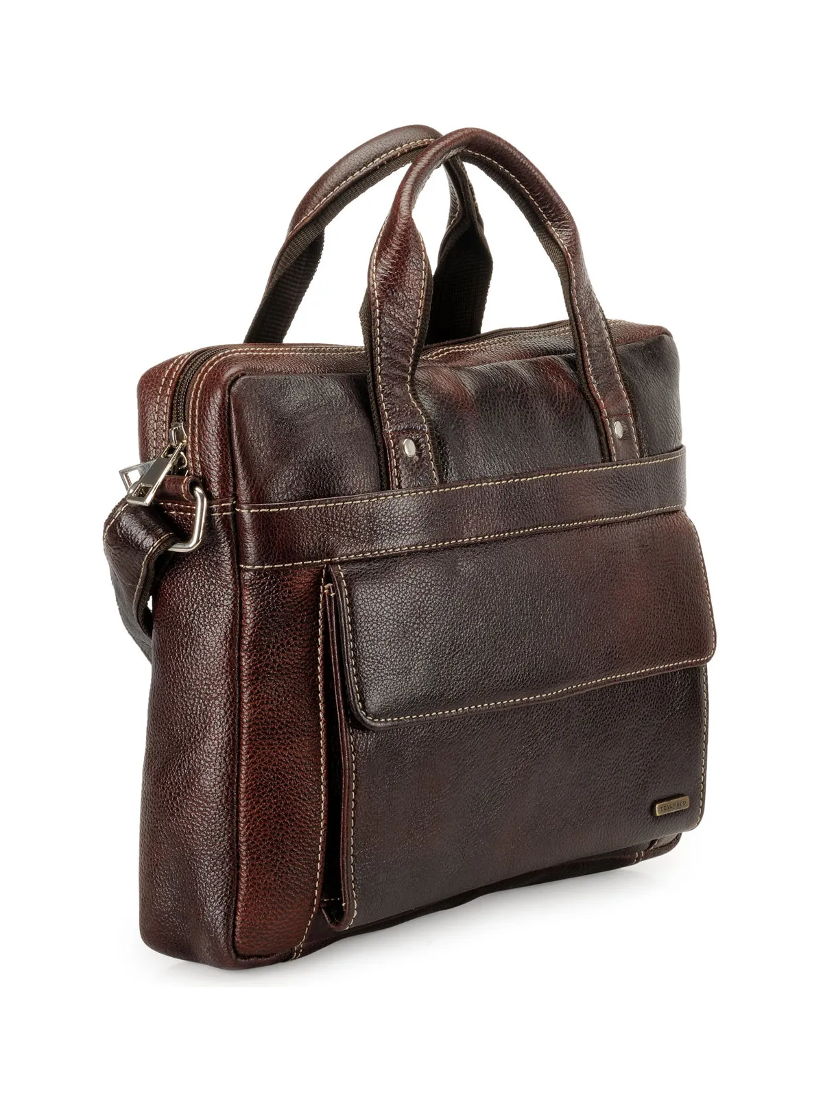 Teakwood Leather Unisex Laptop Bag - Brown