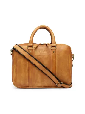 Teakwood Leather Unisex Laptop Bag - Tan