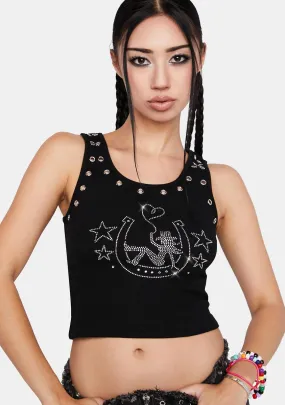 Texas Fold'em Rhinestone Crop Tank-