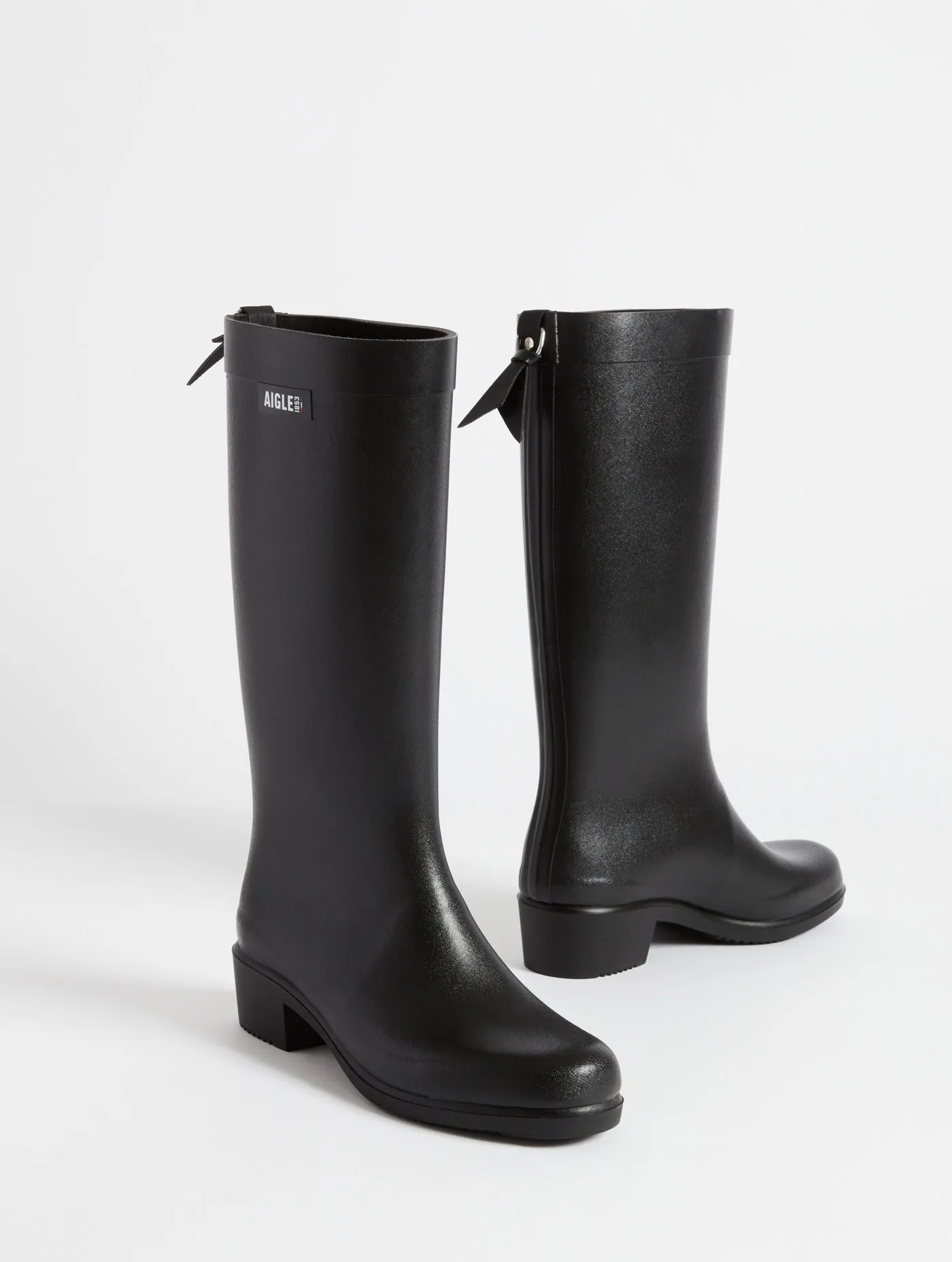 The equestrian-inspired heeled rain boot