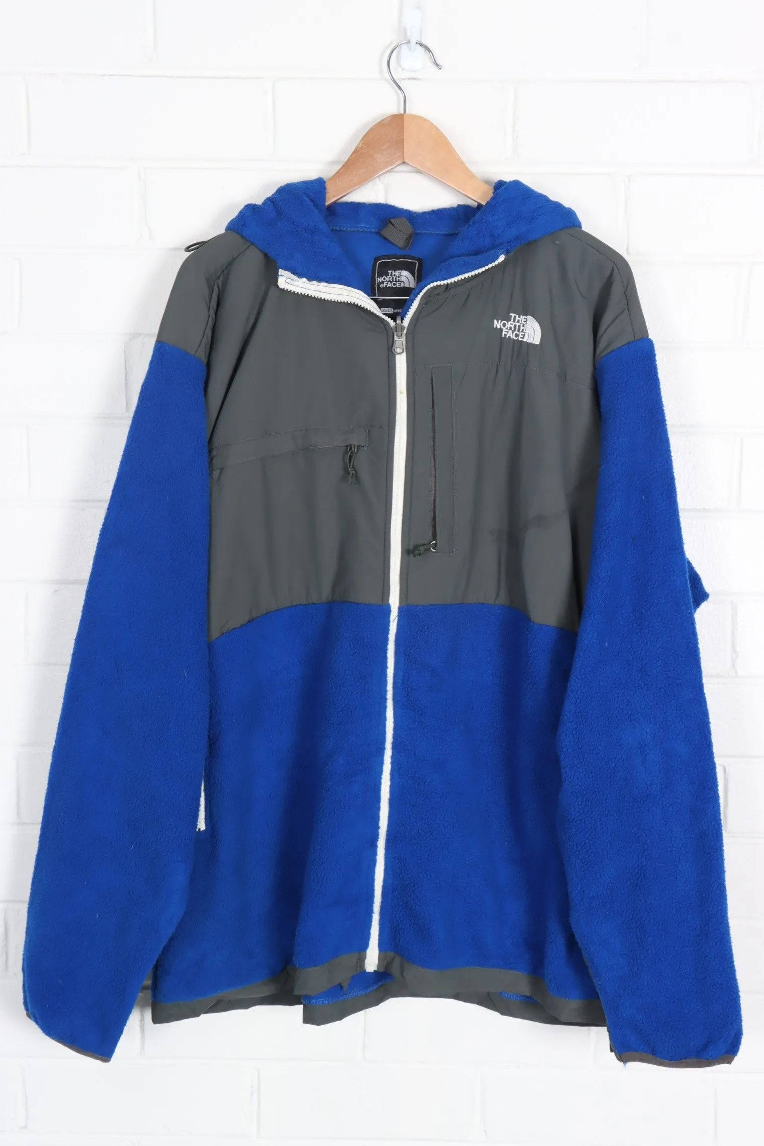 THE NORTH FACE Royal Blue Embroidered Panel Hooded Fleece (XXXL)