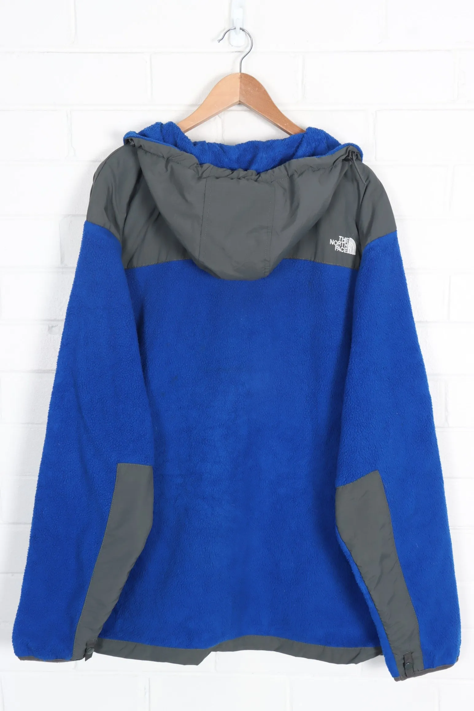 THE NORTH FACE Royal Blue Embroidered Panel Hooded Fleece (XXXL)