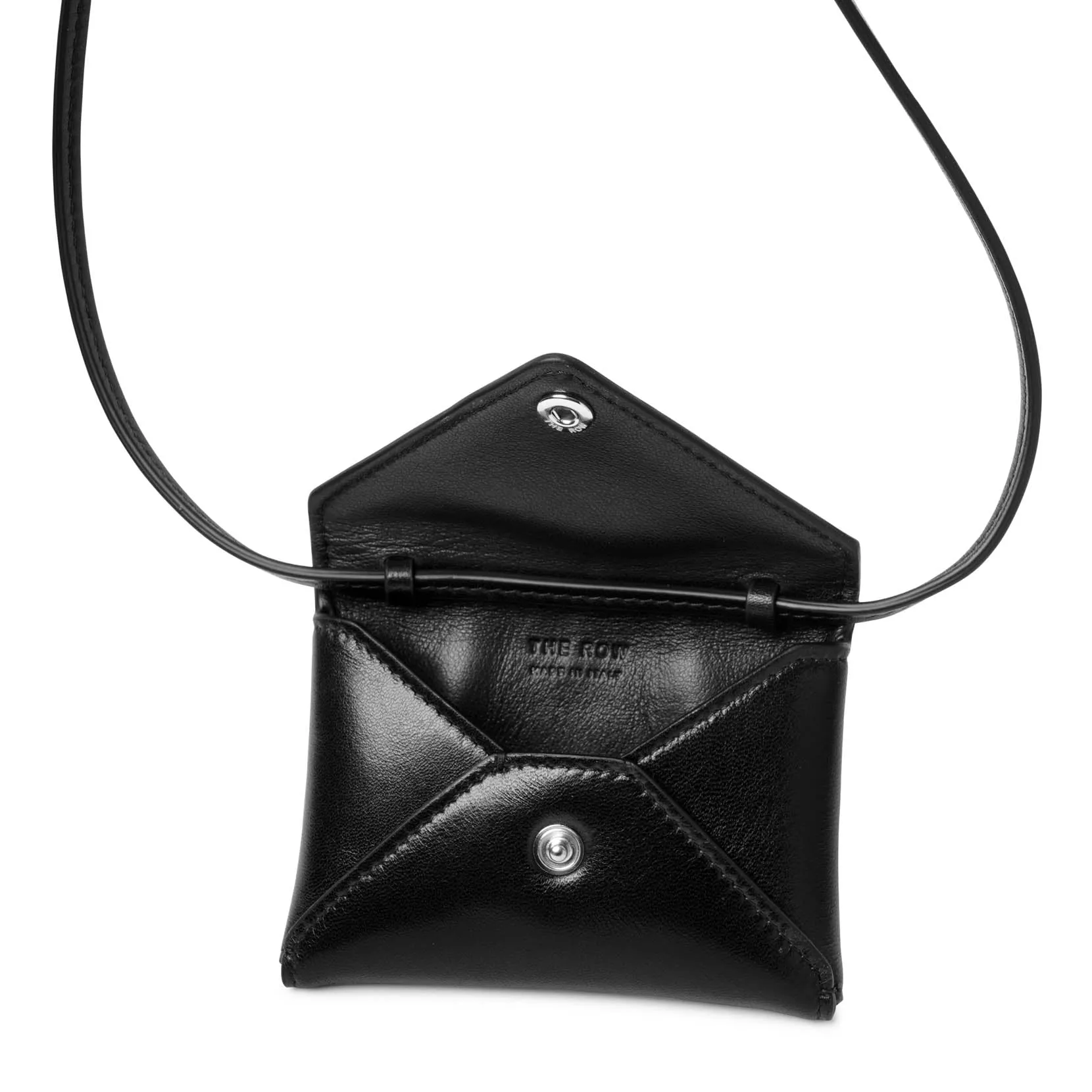 The Row Mini Envelope black leather shoulder bag