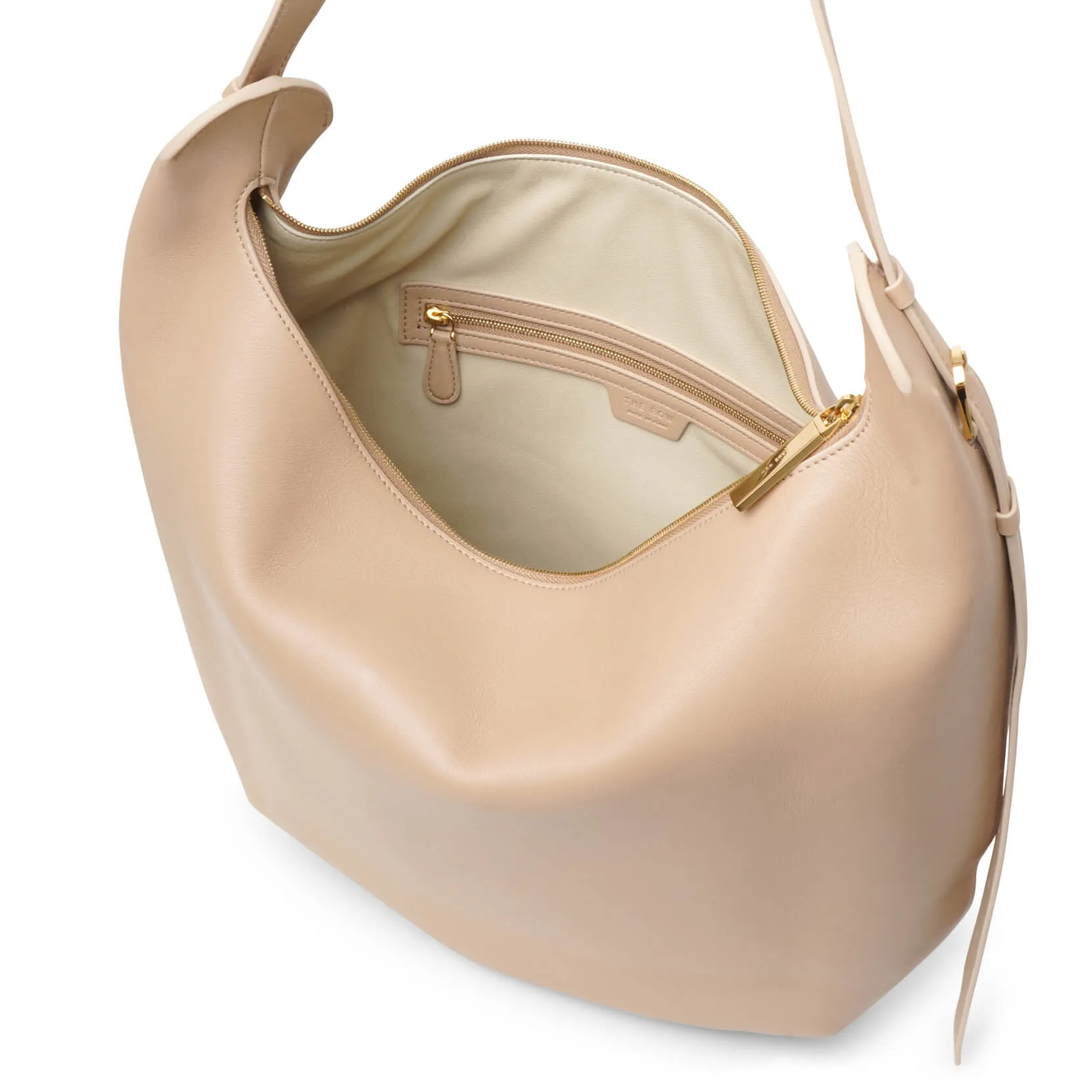 The Row N/S Allie light beige leather bag