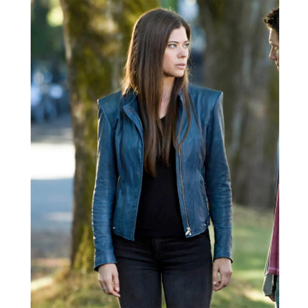 The Tomorrow People Peyton List Blue Leather Jacket