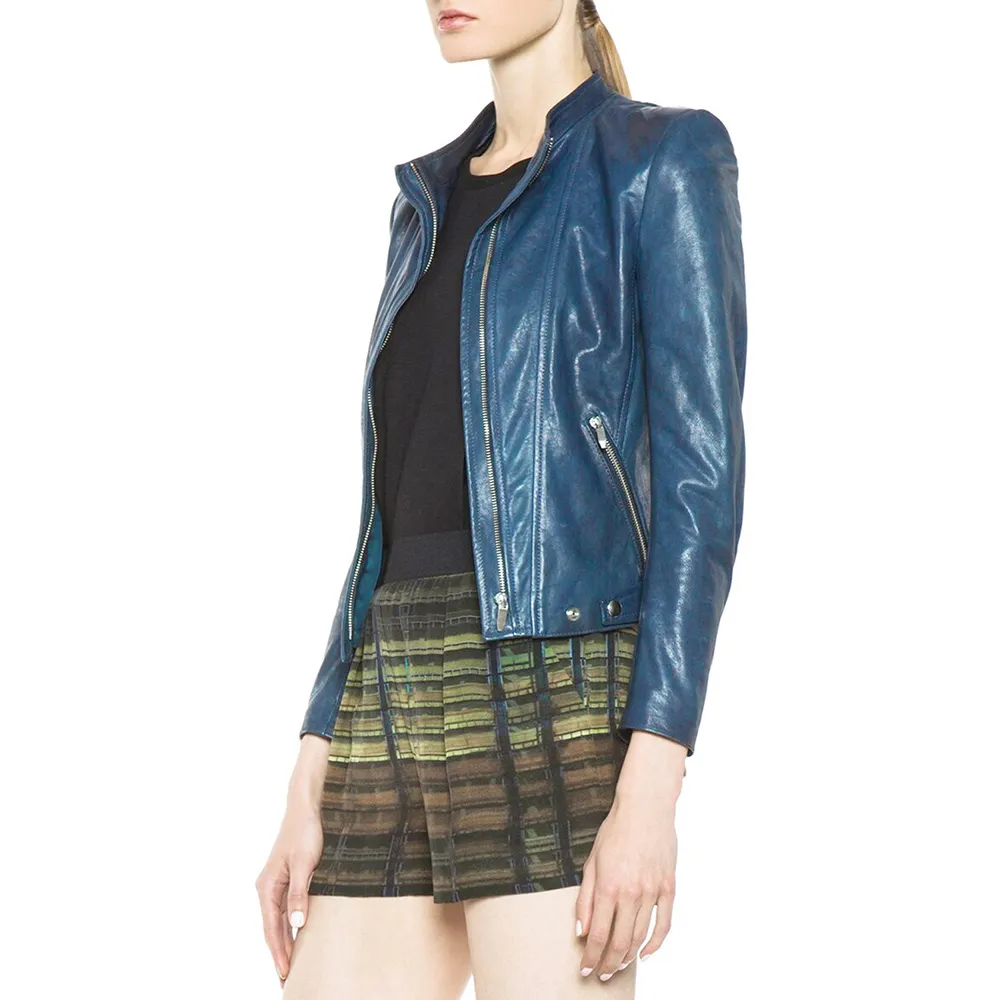 The Tomorrow People Peyton List Blue Leather Jacket