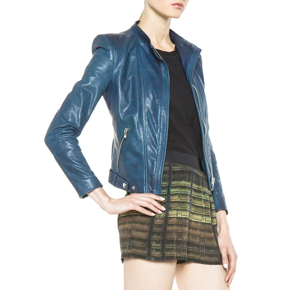 The Tomorrow People Peyton List Blue Leather Jacket