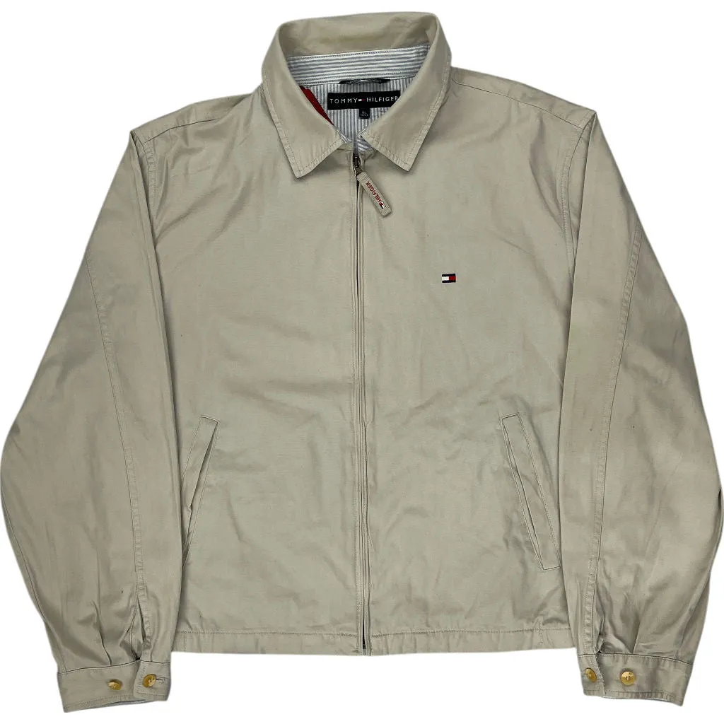 Tommy Hilfiger Beige Zip-Up Harrington Jacket - XL - Beige Cotton Blend