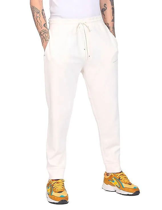 Tommy Hilfiger Men White Mid Rise Drawstring Waist Solid Joggers