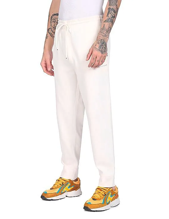 Tommy Hilfiger Men White Mid Rise Drawstring Waist Solid Joggers