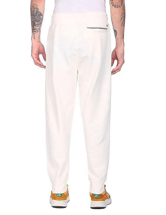 Tommy Hilfiger Men White Mid Rise Drawstring Waist Solid Joggers