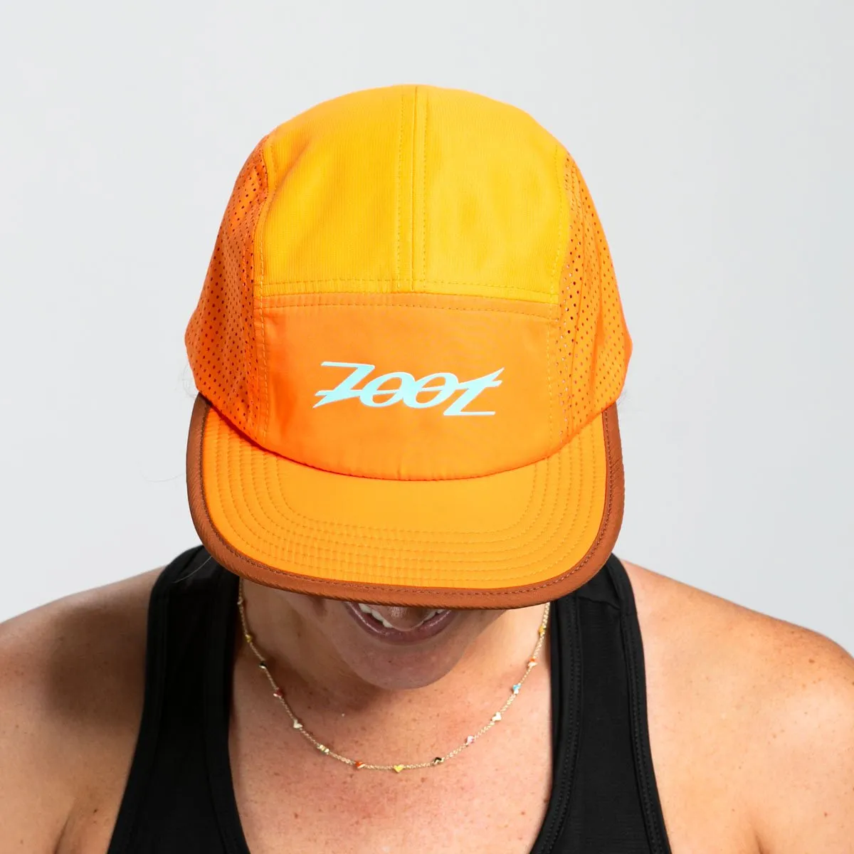 Unisex Tech 5-Panel Hat - Orange Aloha