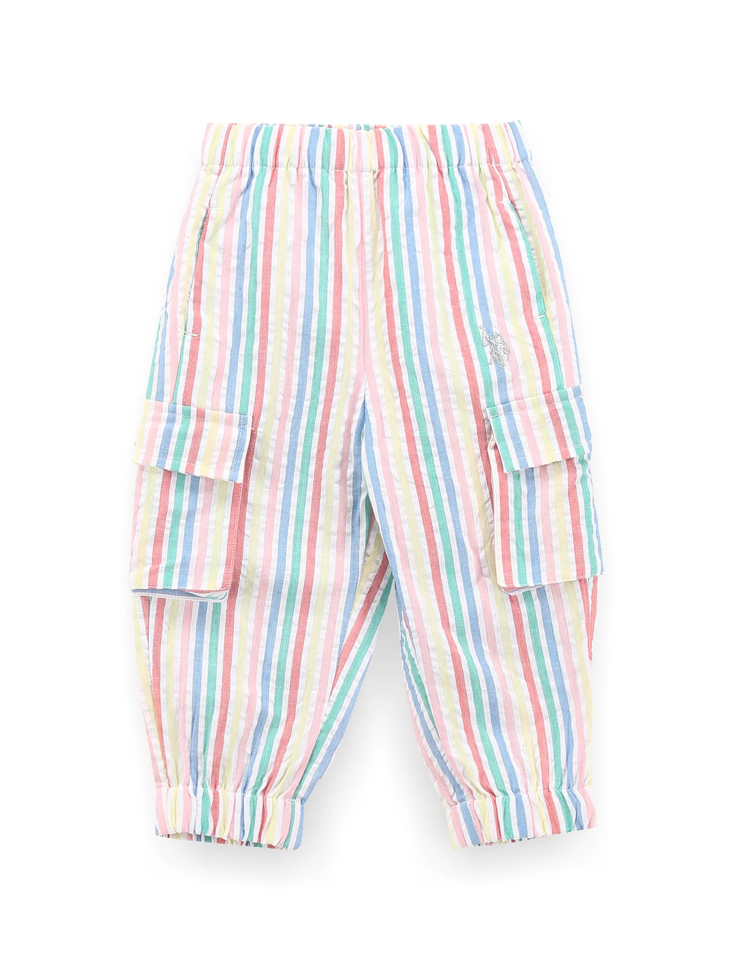 U.S. Polo Assn. Kids Girls Vertical Stripe Cotton Joggers