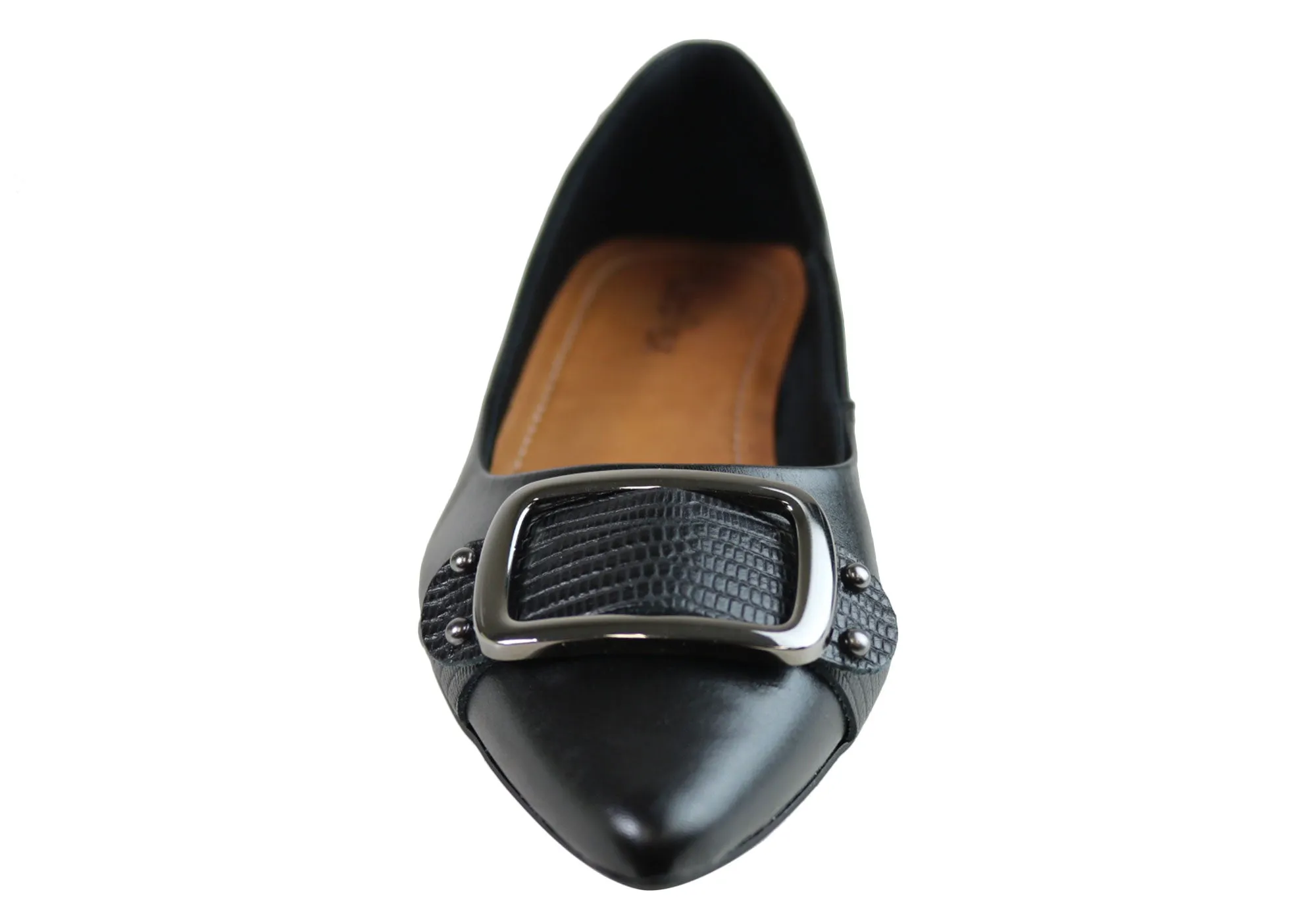 Usaflex Alexandria Womens Low Heel Leather Shoes Made In Brazil